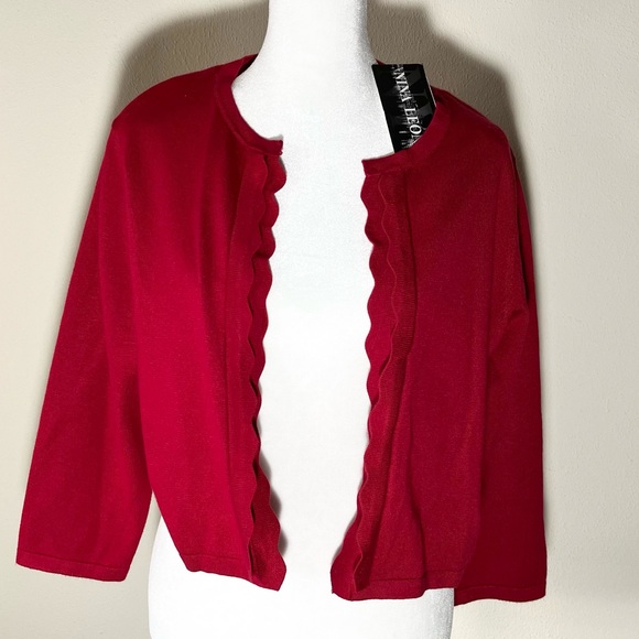 NWT Women’s Large Red Nina Leonard Cover Up Sweater - Picture 1 of 1